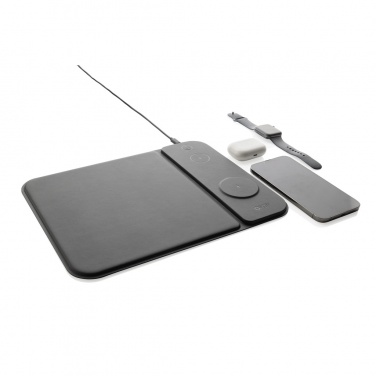 Logo trade advertising products image of: Swiss peak RCS recycled PU 15W 3 in 1 charging mousepad