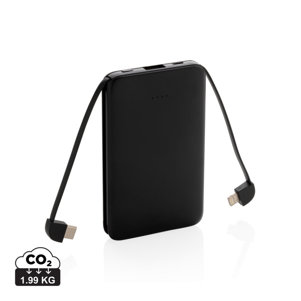 Logotrade corporate gift image of: 5.000 mAh Pocket Powerbank with integrated cables