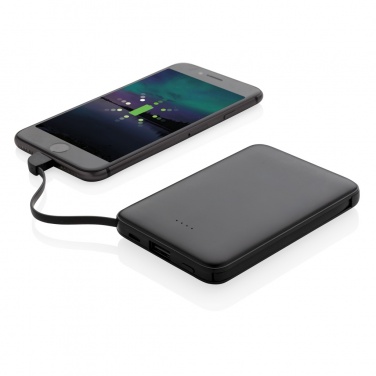 Logo trade promotional item photo of: 5.000 mAh Pocket Powerbank with integrated cables