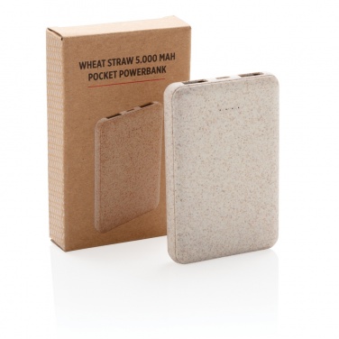 Logotrade promotional gift picture of: Wheat Straw 5.000 mAh Pocket Powerbank