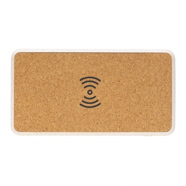 Logo trade promotional giveaways picture of: Cork and Wheat Straw 8.000 mAh 5W wireless powerbank