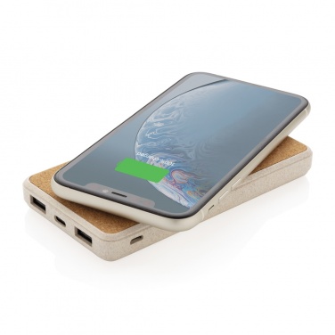 Logotrade promotional merchandise image of: Cork and Wheat Straw 8.000 mAh 5W wireless powerbank