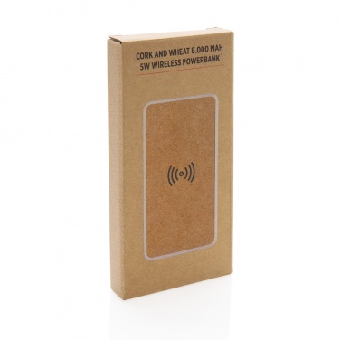 Logo trade promotional gift photo of: Cork and Wheat Straw 8.000 mAh 5W wireless powerbank