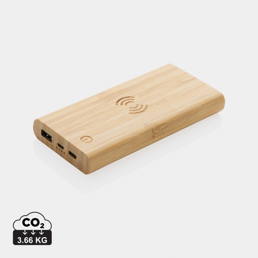 Logotrade promotional giveaway picture of: Bamboo 8.000 mAh 5W wireless powerbank