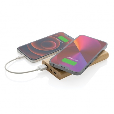 Logo trade promotional giveaways picture of: Bamboo 8.000 mAh 5W wireless powerbank