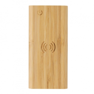 Logo trade promotional merchandise picture of: Bamboo 8.000 mAh 5W wireless powerbank