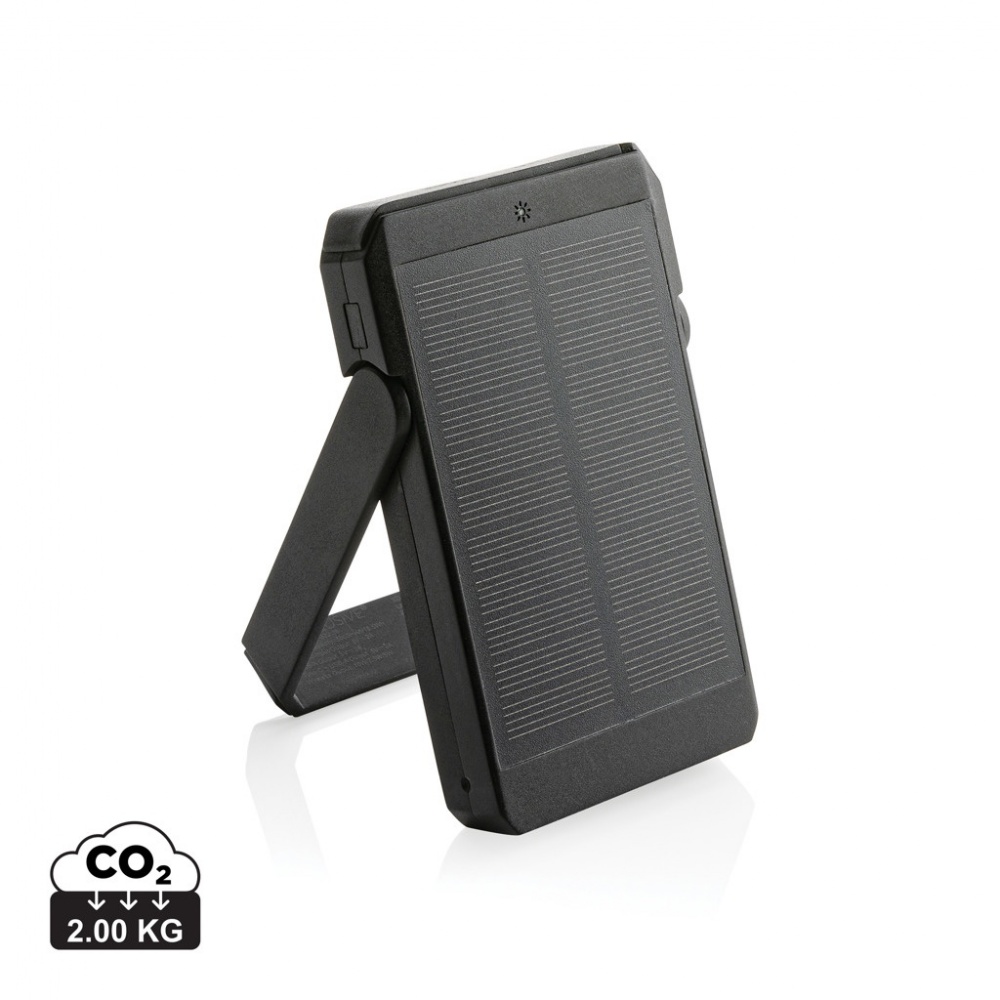 Logo trade promotional items image of: Skywave RCS rplastic solar powerbank 5000 mAh 10W wireless