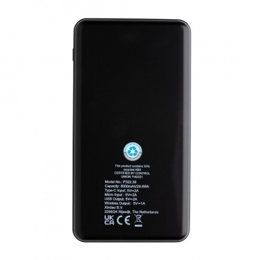 Logotrade promotional giveaway image of: RCS recycled plastic 8000 mAh Wireless Powerbank