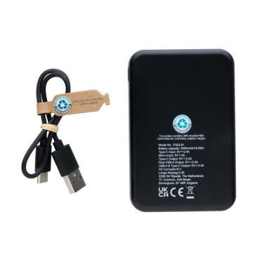 Logo trade promotional products image of: RCS recycled plastic 5.000 mAh powerbank