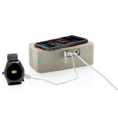 Logo trade promotional item photo of: Wheatstraw wireless charging speaker