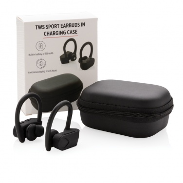Logo trade promotional giveaways image of: TWS sport earbuds in charging case
