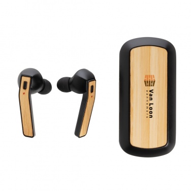 Logotrade promotional item picture of: Bamboo Free Flow TWS earbuds in case