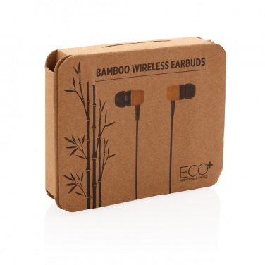 Logo trade promotional product photo of: Bamboo wireless earbuds