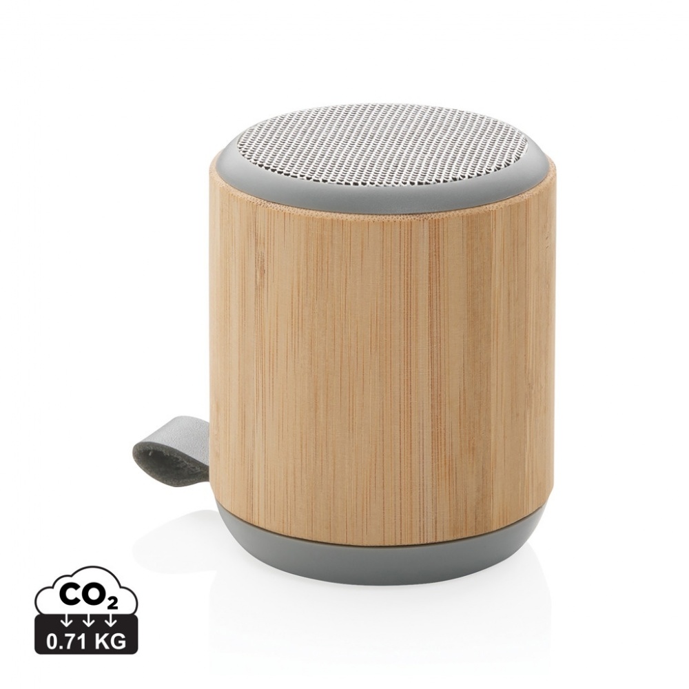 Logo trade promotional merchandise photo of: Bamboo and fabric 3W wireless speaker