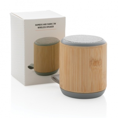 Logotrade promotional product image of: Bamboo and fabric 3W wireless speaker