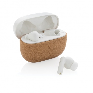 Logo trade promotional merchandise photo of: Oregon RCS recycled plastic and cork TWS earbuds