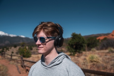 Logo trade promotional items picture of: RCS recycled plastic Elite Foldable wireless headphone