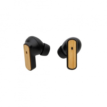 Logotrade promotional product image of: RCS recycled plastic & bamboo TWS earbuds