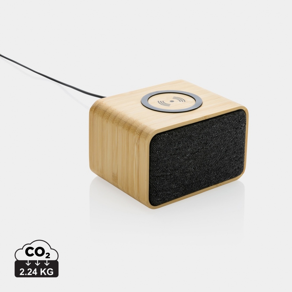 Logo trade promotional giveaway photo of: RCS Rplastic 3W speaker with bamboo 5W wireless