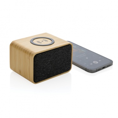 Logotrade promotional giveaway image of: RCS Rplastic 3W speaker with bamboo 5W wireless