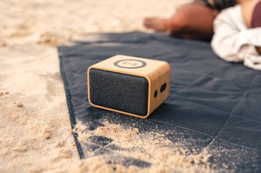 Logo trade business gifts image of: RCS Rplastic 3W speaker with bamboo 5W wireless