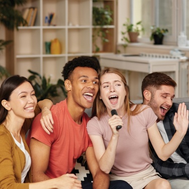 Logotrade corporate gift image of: Singvibe RCS recycled plastic karaoke set with double mic