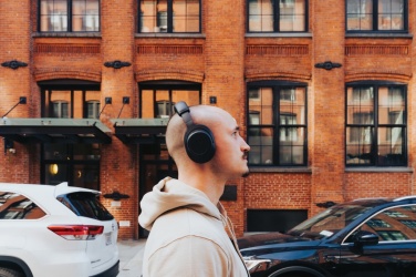 Logo trade corporate gift photo of: Irvine RCS recycled and repairable ANC wireless headphone