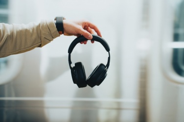 Logo trade corporate gifts picture of: Irvine RCS recycled and repairable ANC wireless headphone