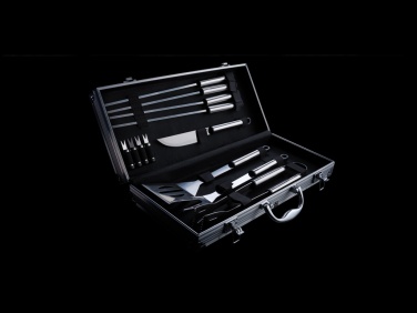 Logo trade promotional giveaways picture of: 12 pcs barbecue set in aluminium box
