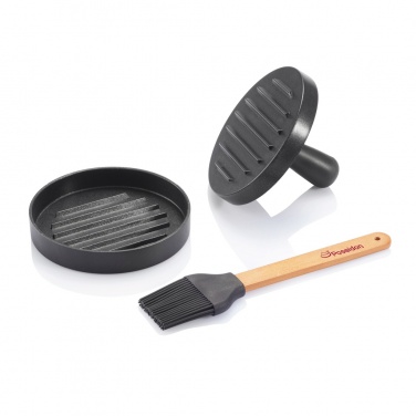 Logo trade promotional product photo of: BBQ set with hamburger press and brush