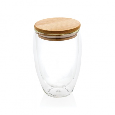 Logotrade promotional merchandise image of: Double wall borosilicate glass with bamboo lid 350ml