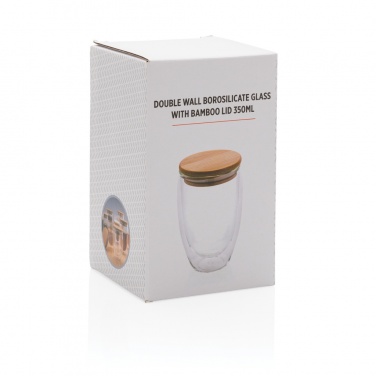 Logo trade promotional product photo of: Double wall borosilicate glass with bamboo lid 350ml