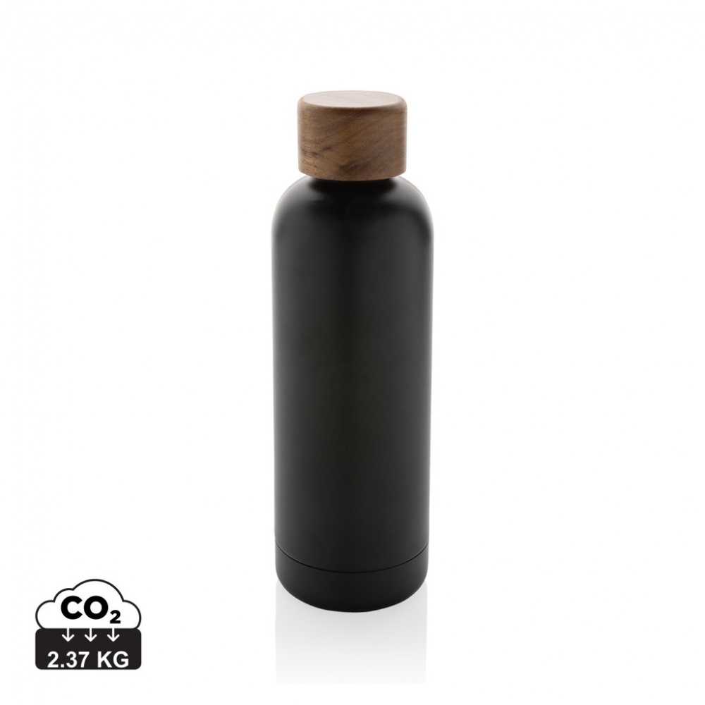 Logo trade promotional gift photo of: Wood RCS certified recycled stainless steel vacuum bottle