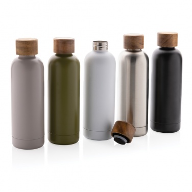 Logotrade advertising products photo of: Wood RCS certified recycled stainless steel vacuum bottle