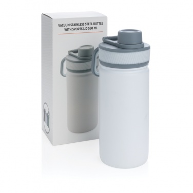 Logo trade promotional giveaways picture of: Vacuum stainless steel bottle with sports lid 550ml