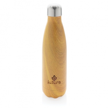 Logo trade advertising product photo of: Vacuum insulated stainless steel bottle with wood print