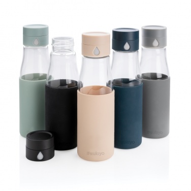 Logo trade promotional gifts image of: Ukiyo glass hydration tracking bottle with sleeve