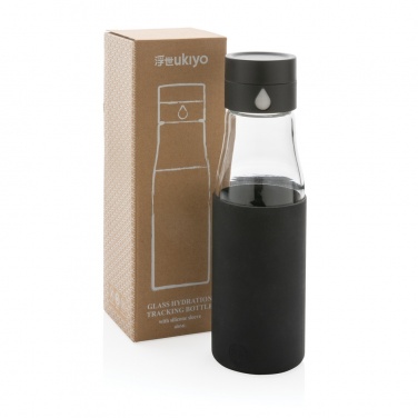 Logo trade promotional giveaways image of: Ukiyo glass hydration tracking bottle with sleeve
