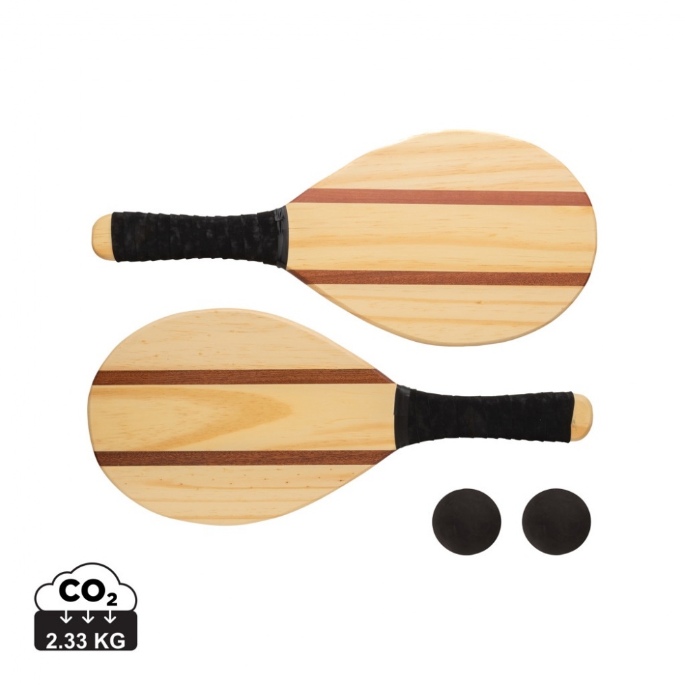 Logo trade promotional merchandise picture of: Wooden frescobol tennis set