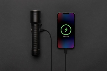 Logo trade business gifts image of: RCS recycled aluminum USB-rechargeable heavy duty torch