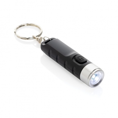 Logo trade promotional products image of: Globix RCS recycled plastic USB re-chargeable keychain torch