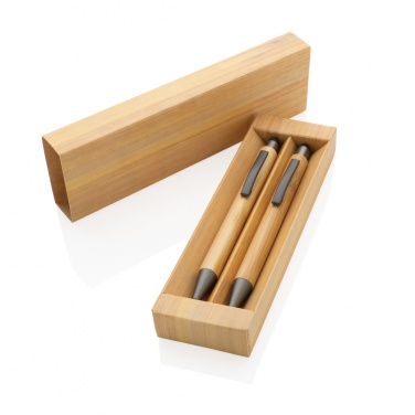 Logo trade promotional merchandise picture of: Bamboo modern pen set in box