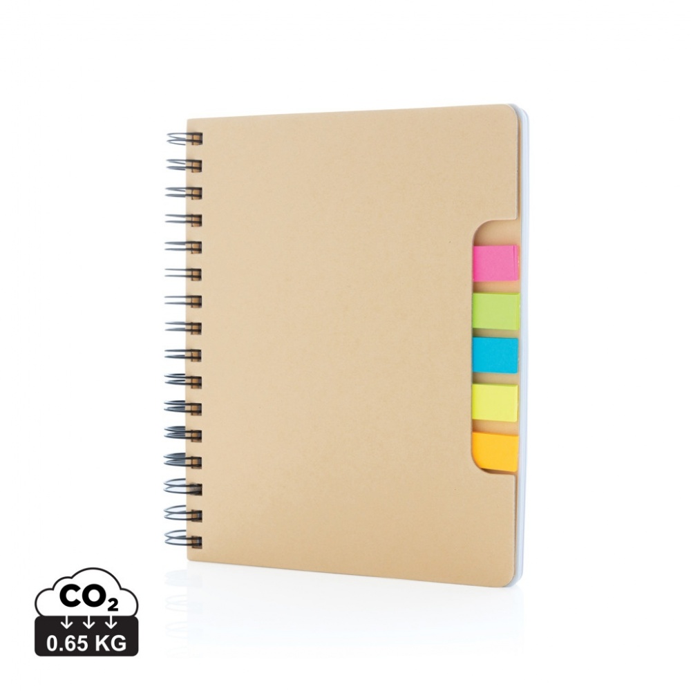 Logotrade advertising product picture of: A5 Kraft spiral notebook with sticky notes