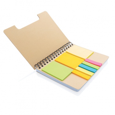 Logo trade promotional merchandise photo of: A5 Kraft spiral notebook with sticky notes