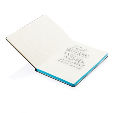 Logo trade promotional merchandise image of: Deluxe hardcover A5 notebook with coloured side