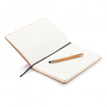 Logotrade promotional product image of: A5 notebook with bamboo pen including stylus