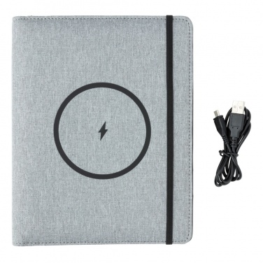 Logo trade promotional giveaways picture of: Air 5W wireless charging notebook with 5000mAh powerbank