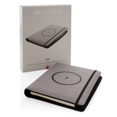 Logo trade promotional items image of: Air 5W wireless charging notebook with 5000mAh powerbank
