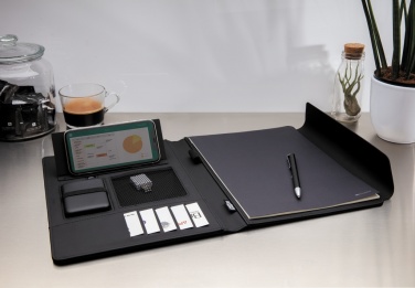 Logotrade promotional merchandise picture of: Fiko 5W wireless charging portfolio A4 with powerbank