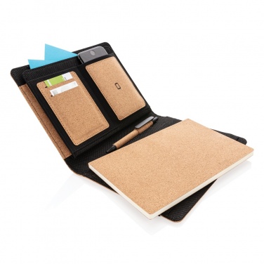Logo trade promotional merchandise image of: Deluxe cork portfolio A5 with pen